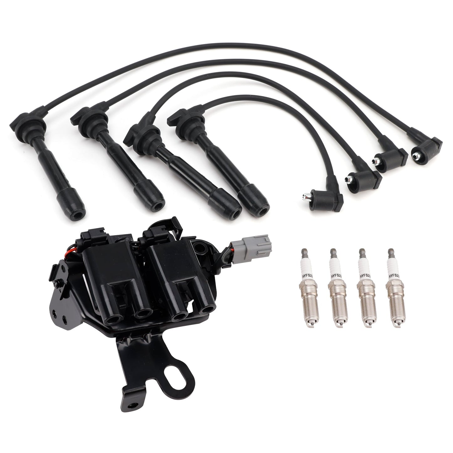 2003-2008 For Hyundai Tiburon L4 2.0L 1 Ignition Coil+4 Spark Plug+ Wires Pack 178-8281