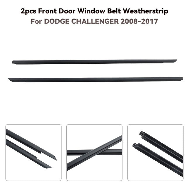 2008-2017 DODGE CHALLENGER 2pcs Front Door Window Belt Weatherstrip