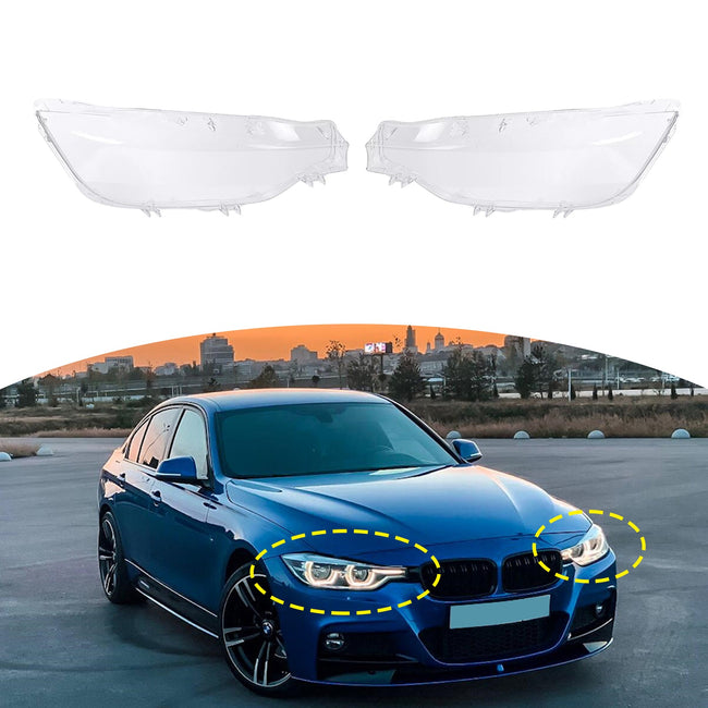 2016-2018 BMW 3 Series F30 2PCS Xenon Headlight Headlamp Clear Lens Cover