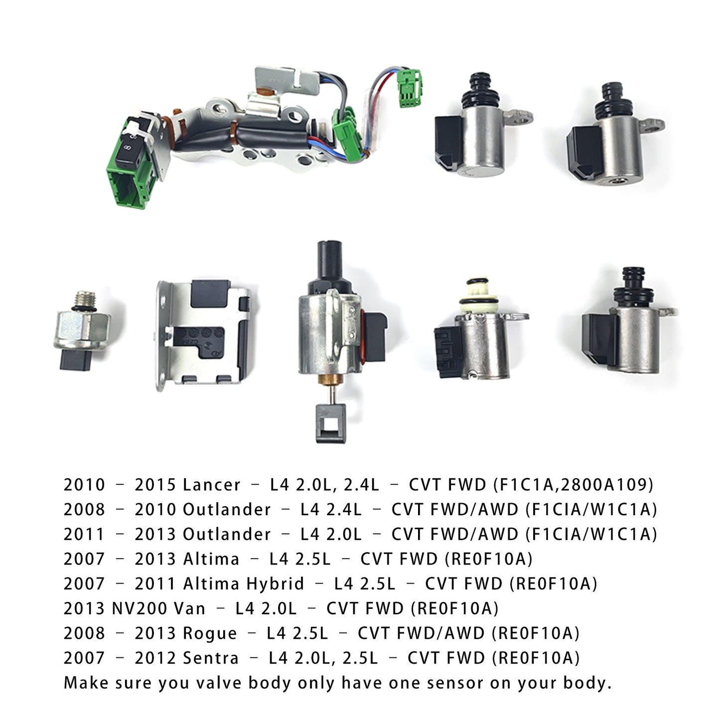 2007¨C2013 Altima ¨C L4 2.5L ¨C CVT FWD (RE0F10A) Transmission Solenoid Valve Kit JF011 One Senor