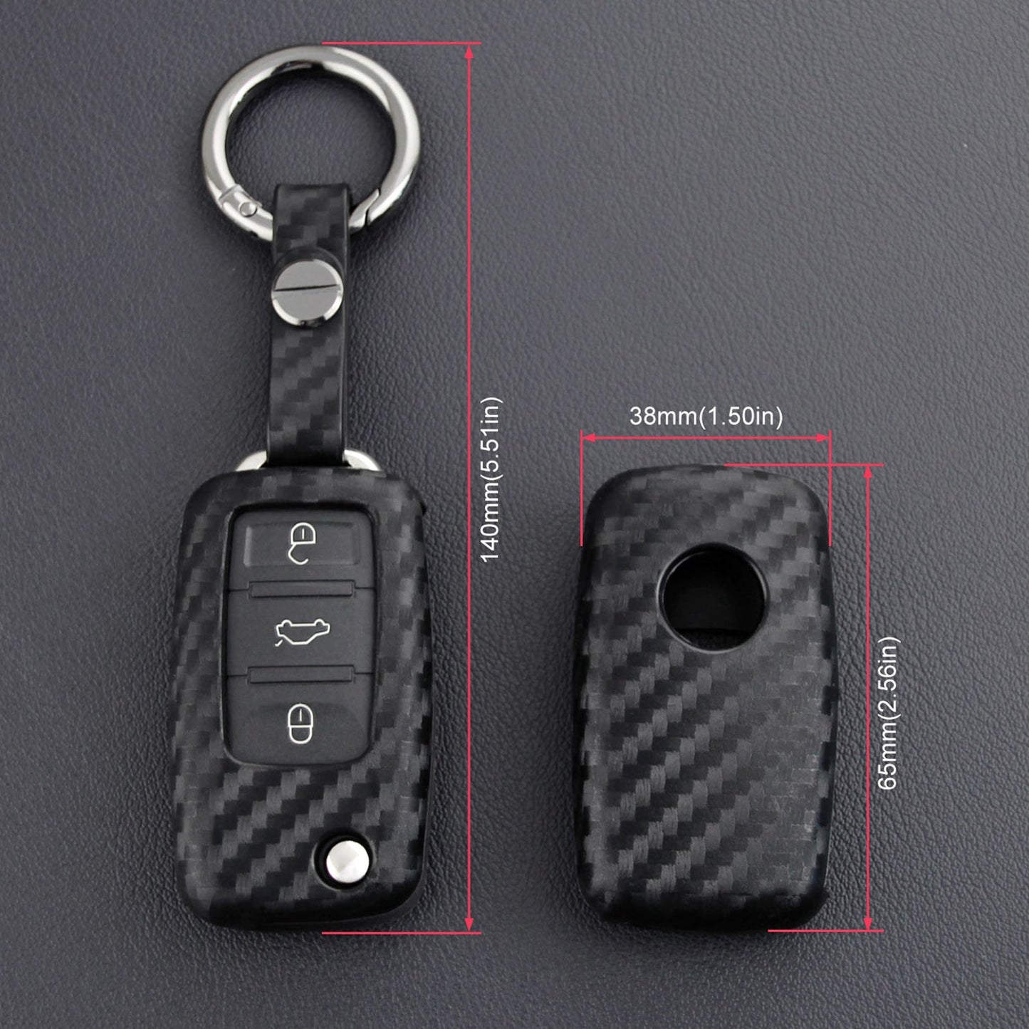 Leather Silicone Car Key Case Cover With Buckle For Volkswagen Golf MK6
