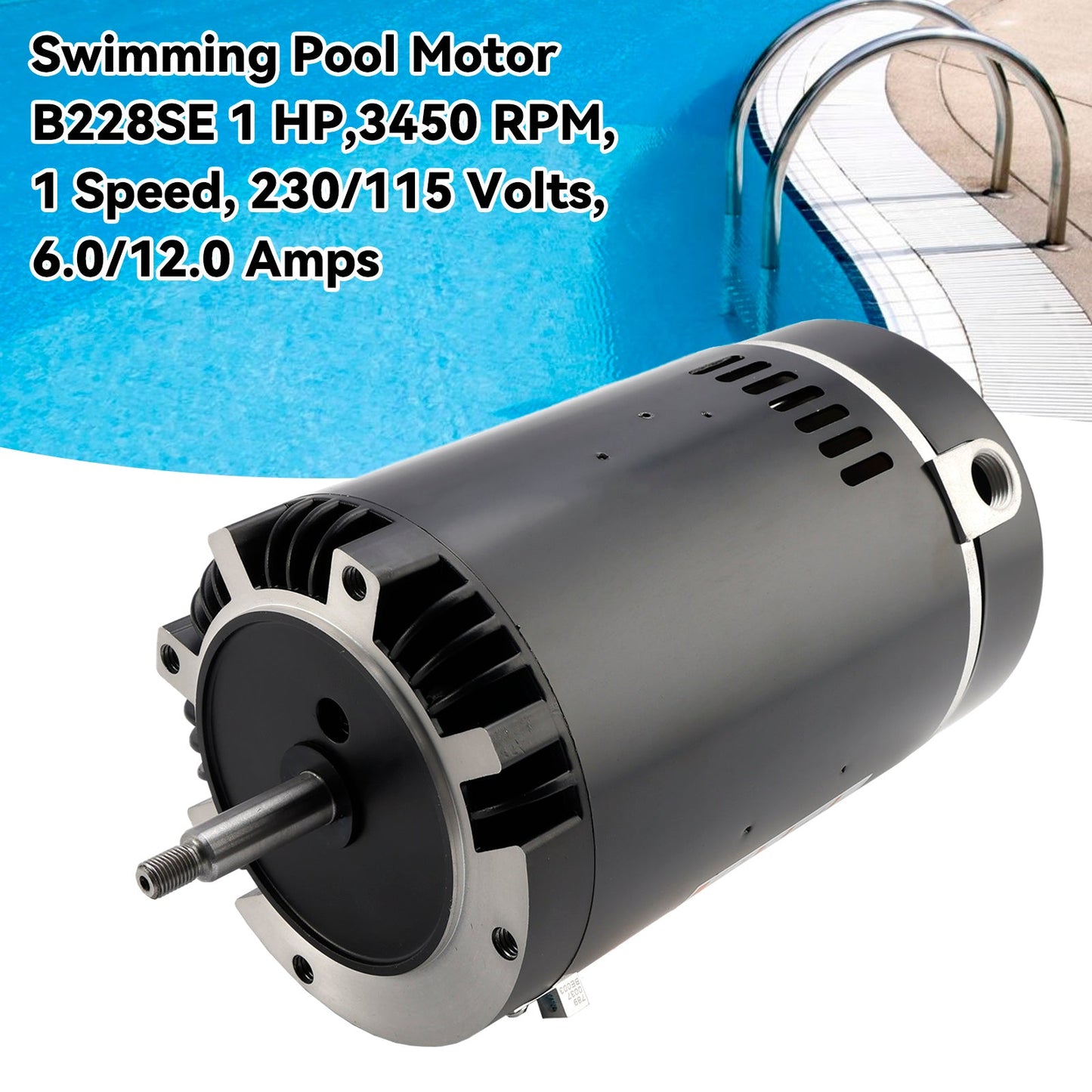 Swimming Pool Motor B228SE 1 HP,3450 RPM, 1 Speed, 230/115 Volts, 6.0/12.0 Amps