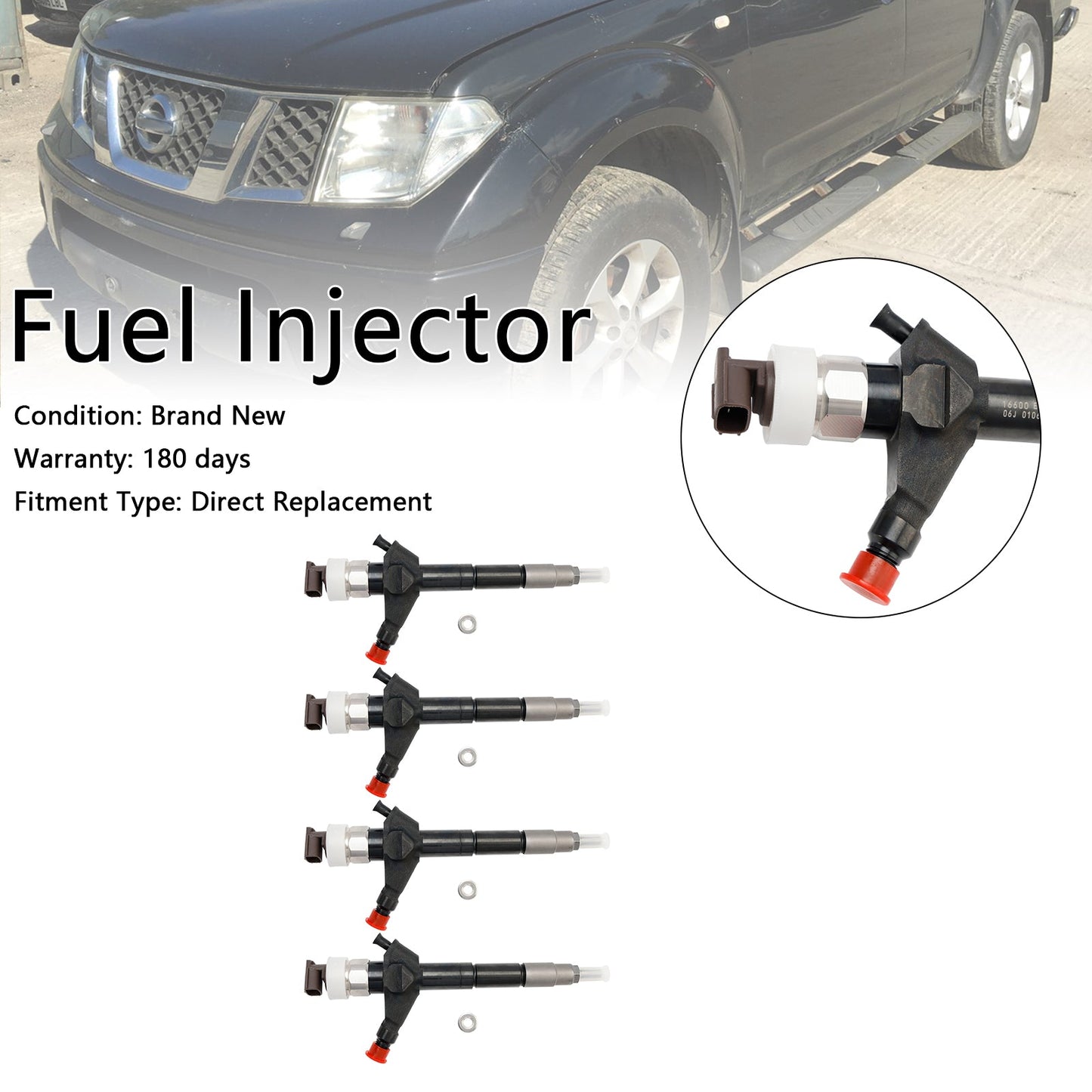 2006-2009 Nissan Navara & Pathfinder YD25 4PCS Fuel Injector 16600-EB70A 095000-6250