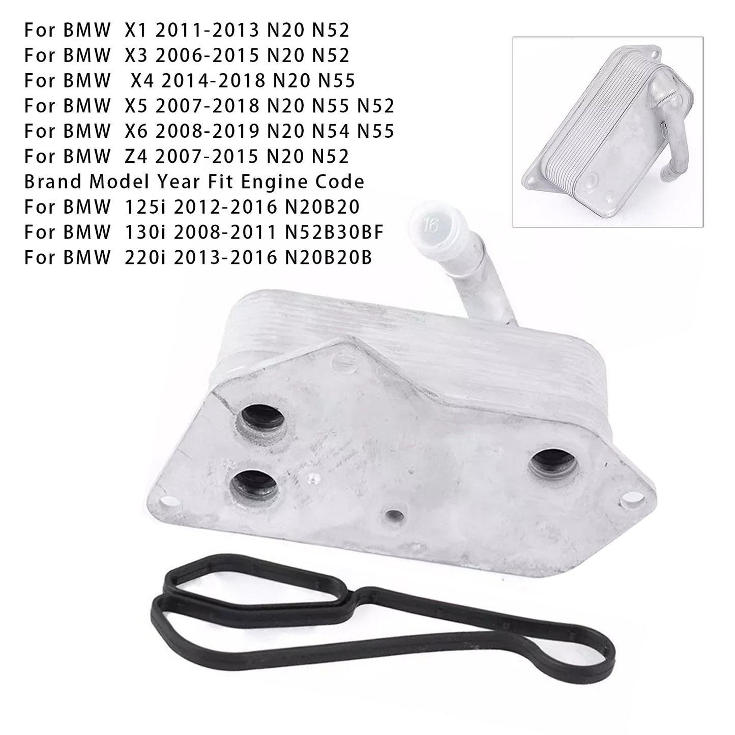 Engine Oil Cooler 11427525333 For BMW N20 N55 N52 1 2 3 5 6 7 X3 X5 Z4