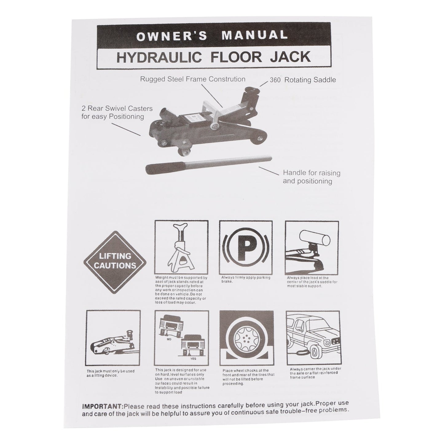 Low Profile Floor Jack 2 Ton (4400 lbs) 5.31"-12.8" Height Lifting