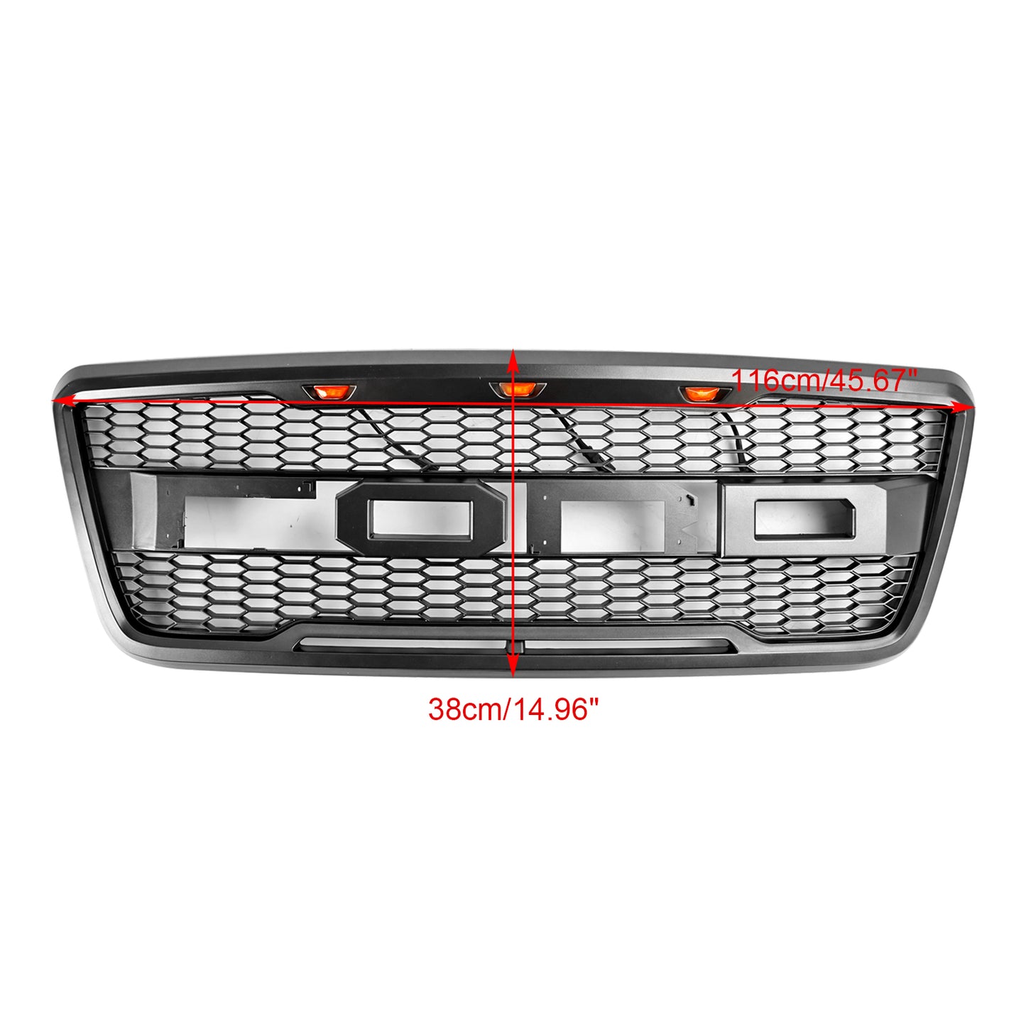 Raptor Style Front Mesh Hood Grille Grill Fit Ford F150 2004-2008 With LED