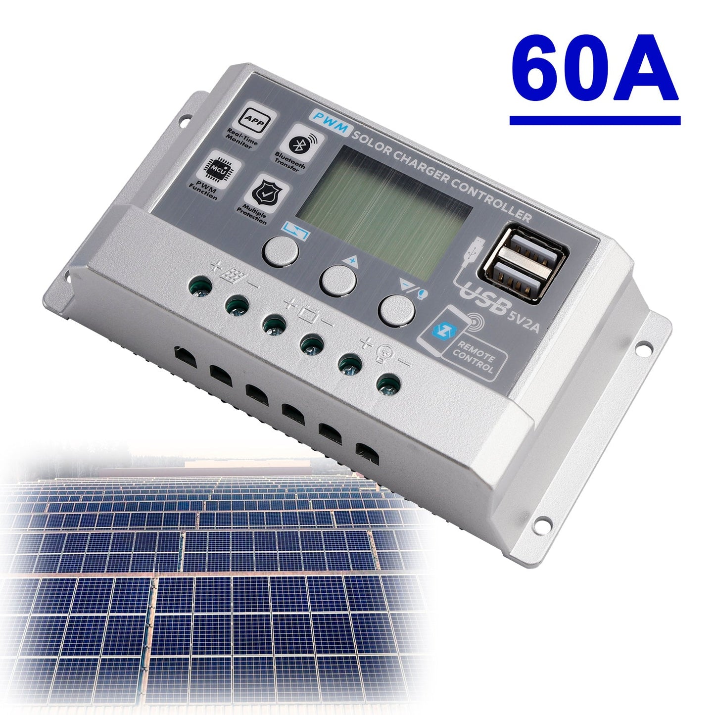 10A-60A PWM Solar Controller Mobile APP Intelligent Control Solar Controller