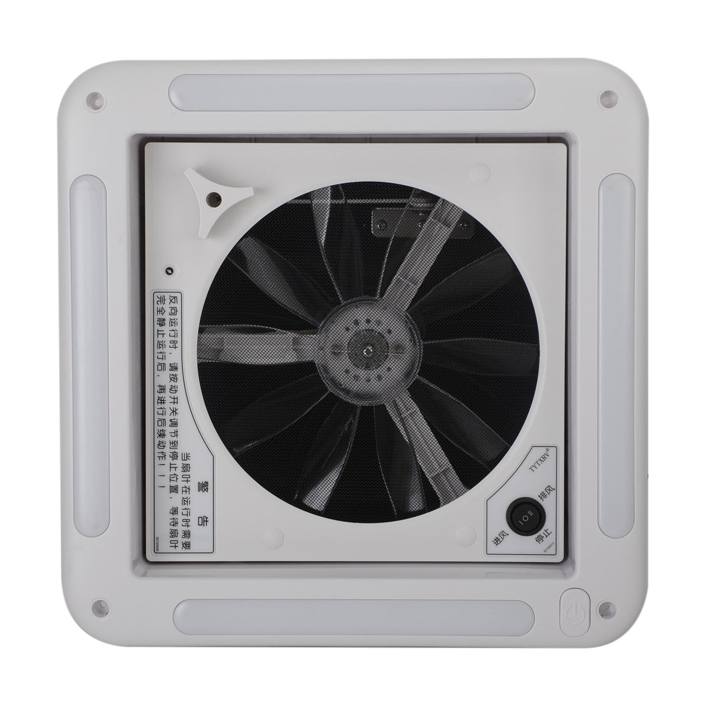 11" Versatile RV Roof Vent Fan replacement with LED and Bi-Directional Exhaust Stainless Steel Screen 12V Skylight