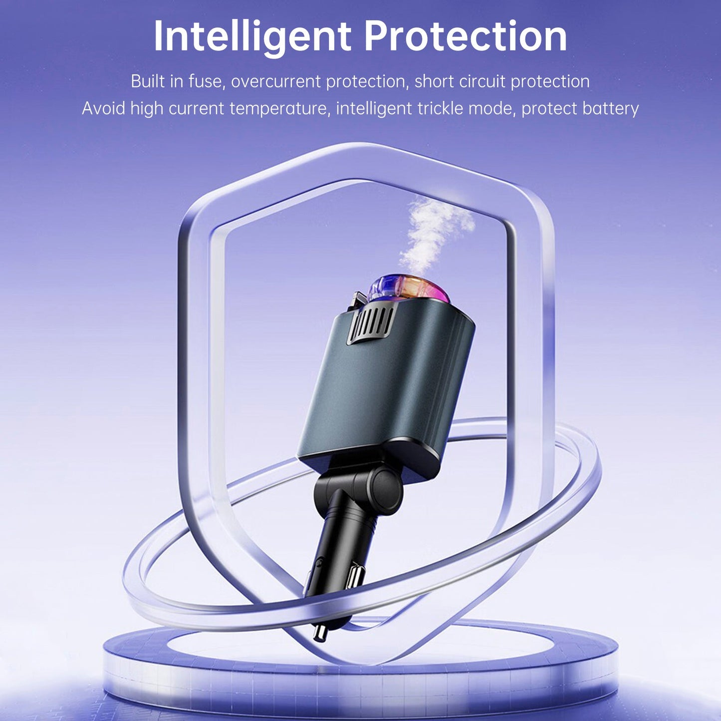 120W Super Fast Car Charger with Retractable Cable Smart Air Freshener Charger