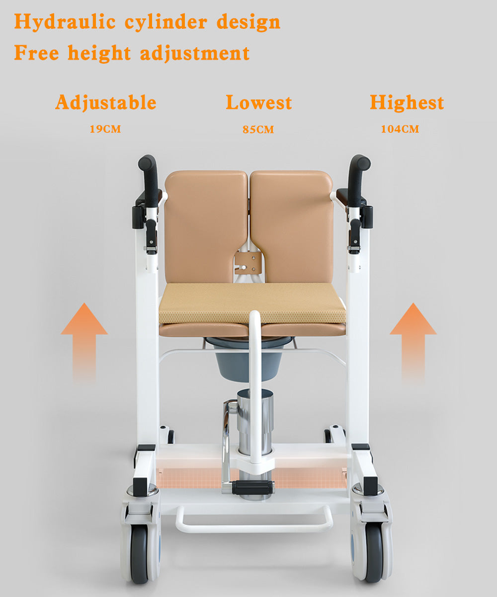 Hydraulic Patient Transfer Lift Wheelchair w/180°Split Seat And Table