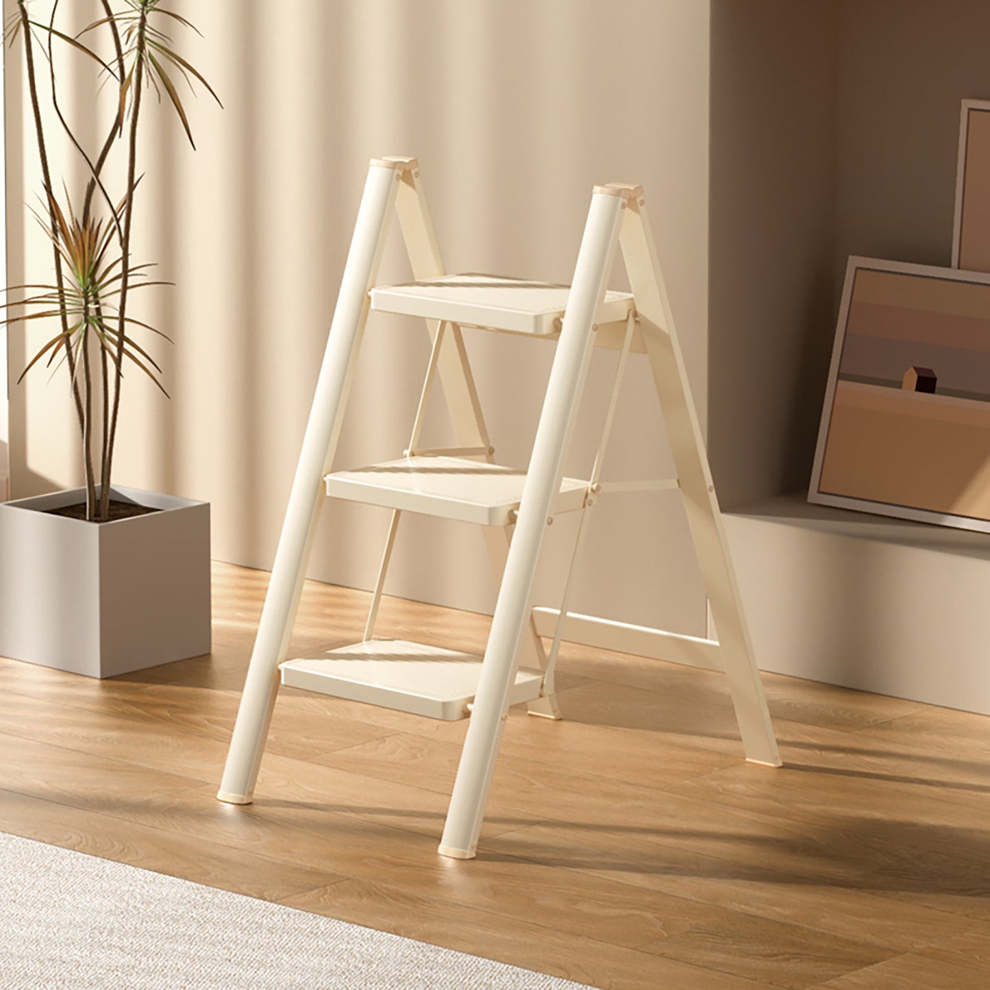 Stepladder, 3 Tiers, Foldable, Aluminum, Ladder, Load Capacity 330.7 lbs