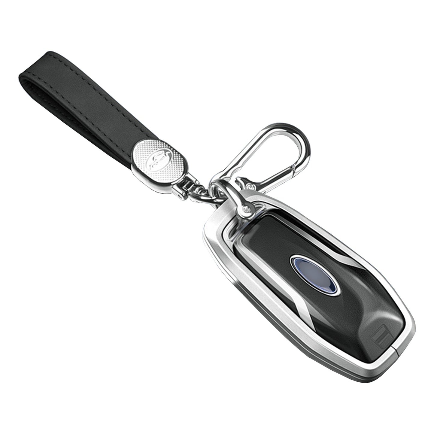 Aluminum Alloy TPU Silvery Car Key Case Cover With Buckle For Ford