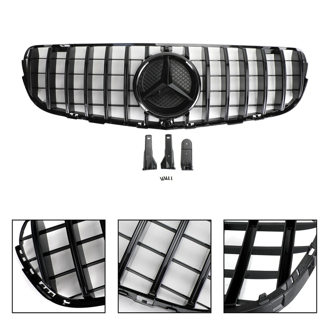 GLC Class 2015-2019 Mercedes Benz X253 C253 Front Bumper Grille Grill Gloss with badge Black