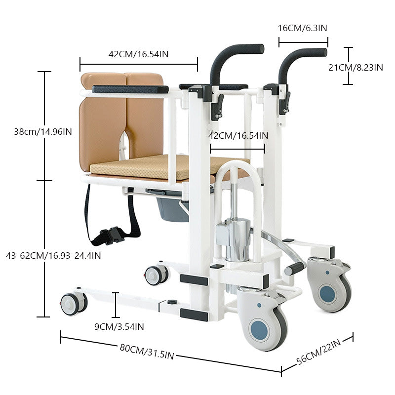 Elderly Patient Chair Hydraulic Transfer Lift Handicapped Wheelchair w/180°Split Seat And Table