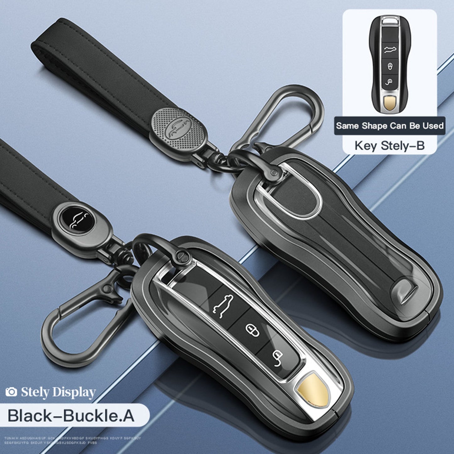 Aluminum Alloy TPU Black Car Key Case Cover With Buckle For Porsche Cayenne 911