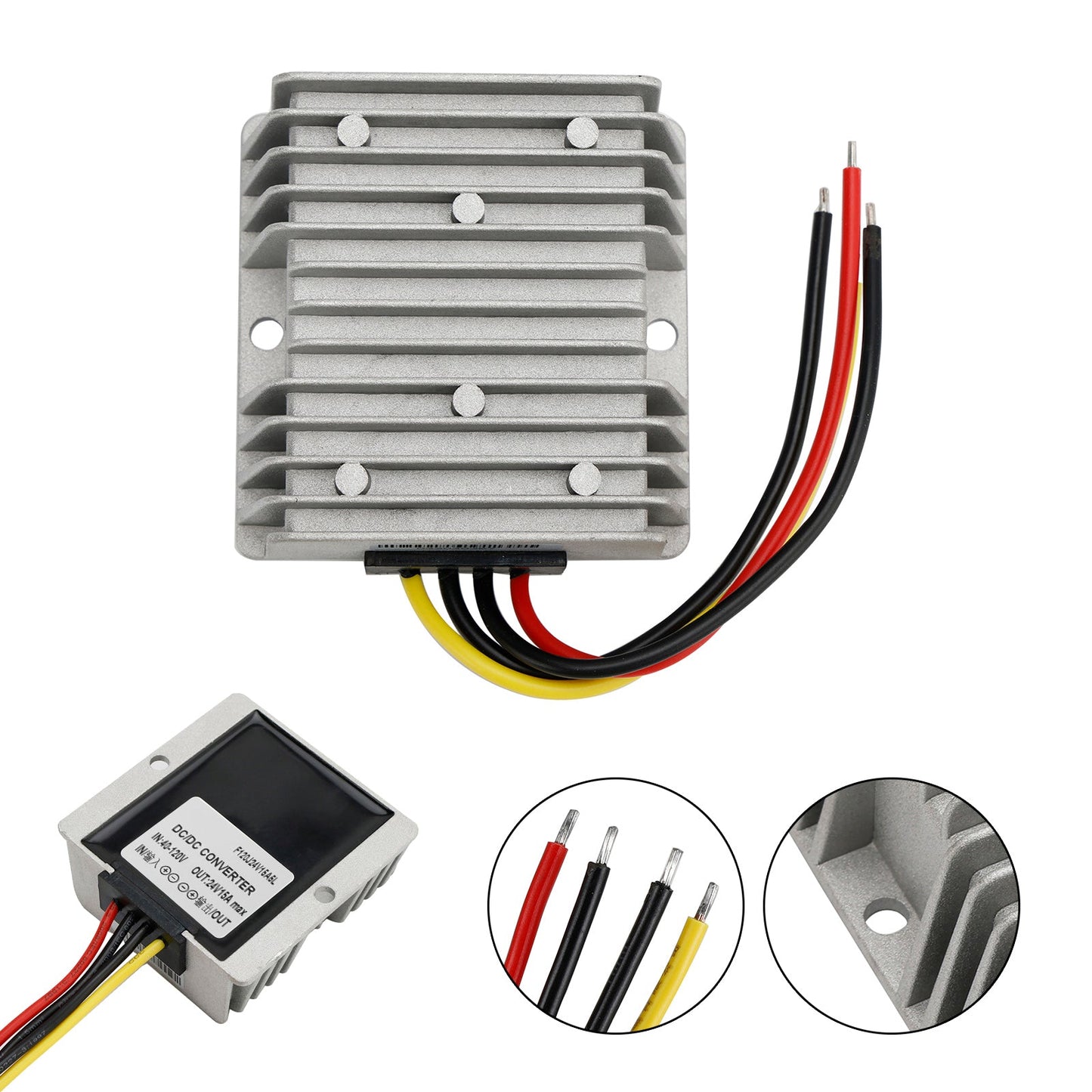 WaterProof 40-120V to 24V 15A 360W Step Down DC/DC Power Converter Regulator
