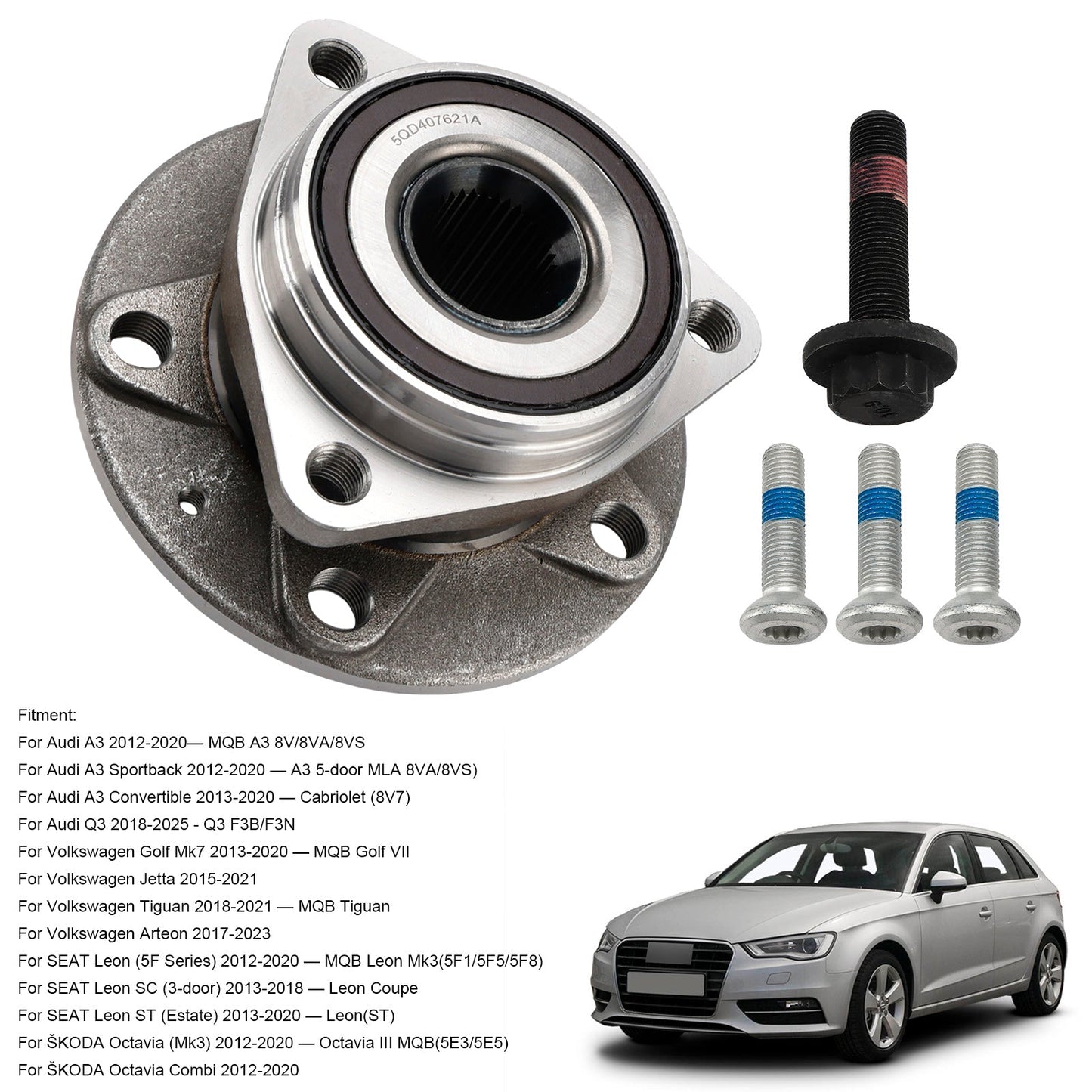Wheel Hub Bearing Assembly 5Q0407621A For VW GOLF Mk7 2012