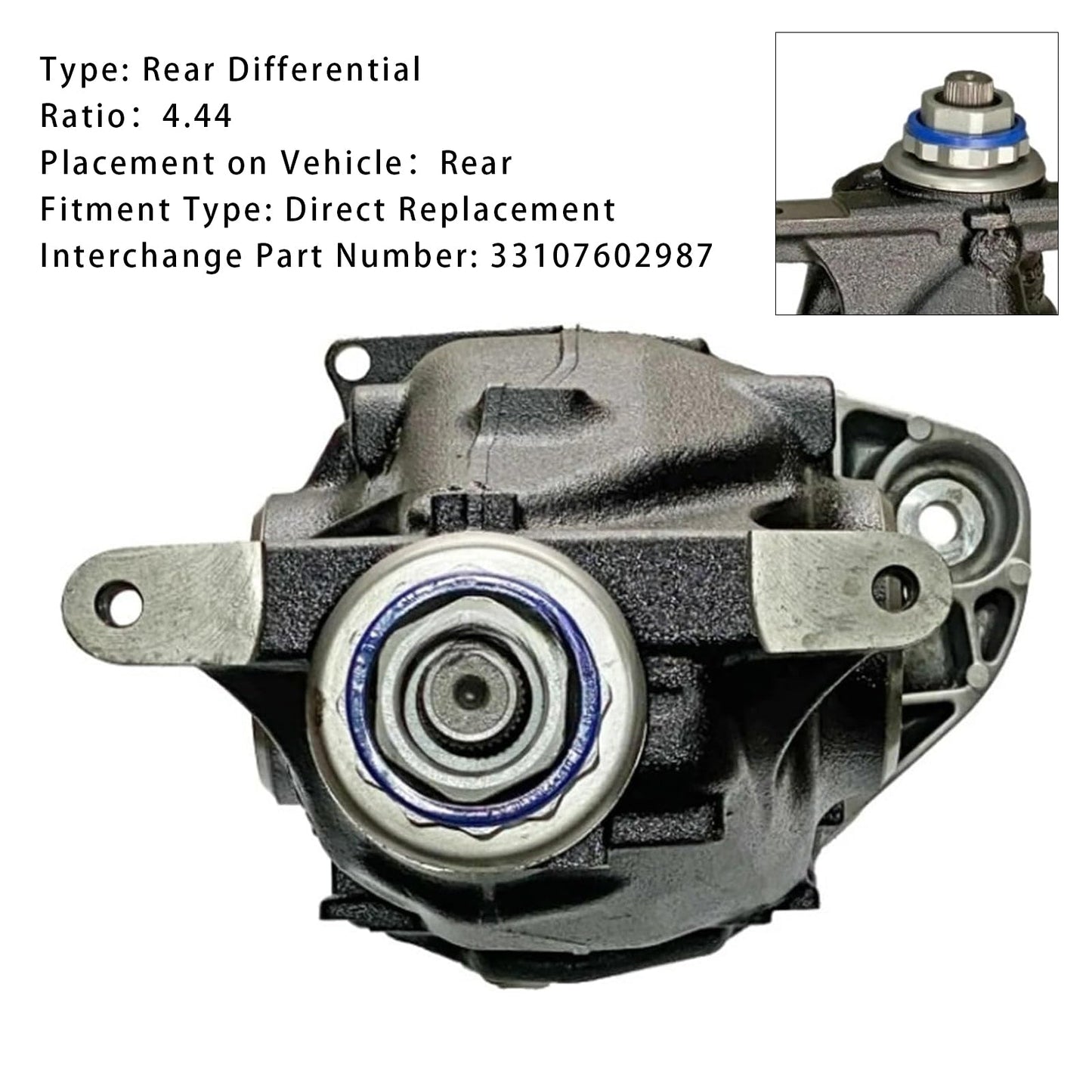 2007-2010 BMW X5 E70 3.0si GAS Rear Differential Assembly 4.44 Ratio 33107602987