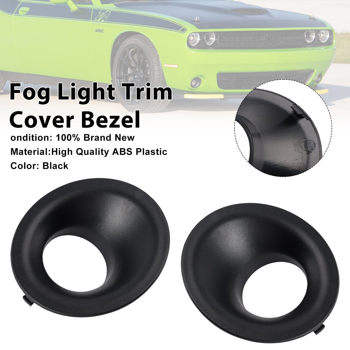 Pair Front Fog Light Trim For Dodge Challenger 2015-2021 68259662AA