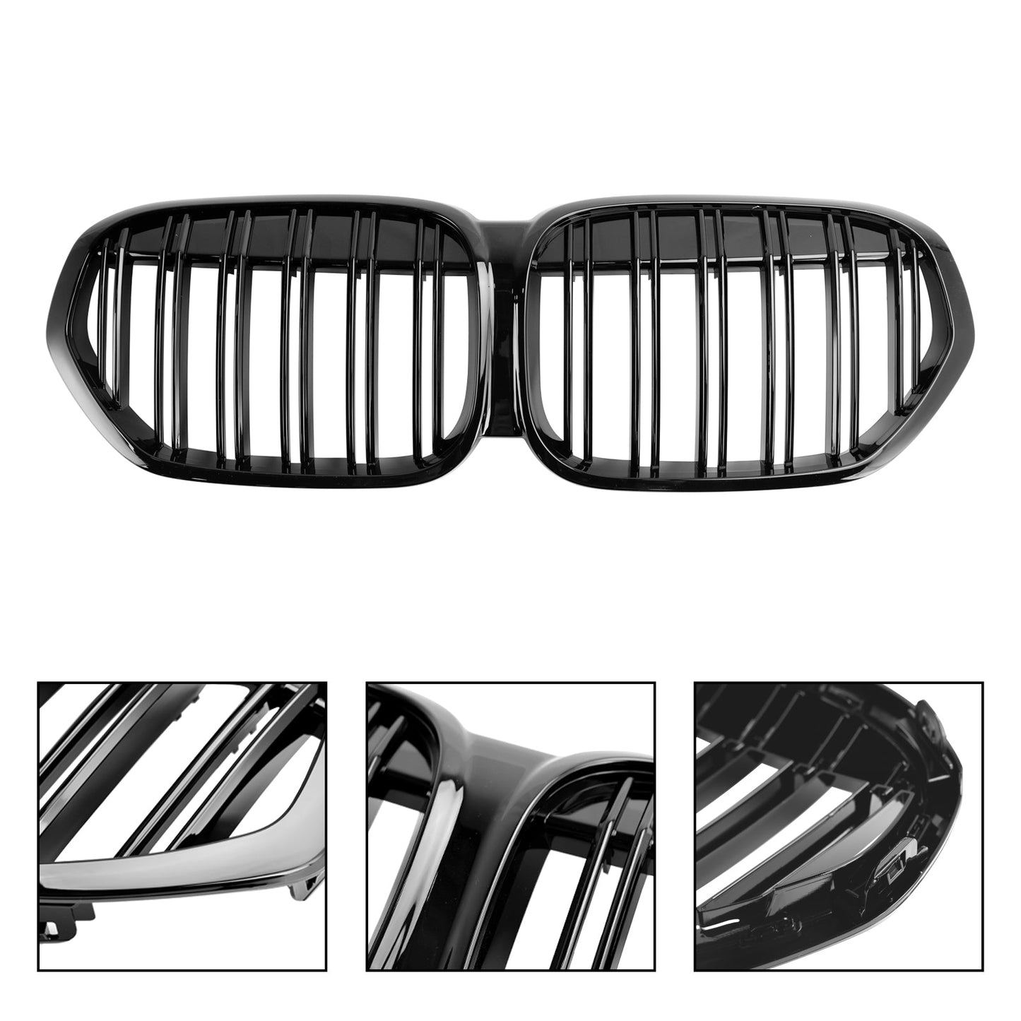 2019-2021 BMW X1 F48 F49 Dual Slat Gloss Black Front Kidney Grille Grill