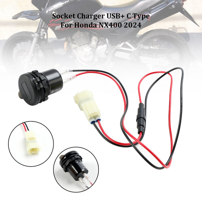 12V Socket Charger USB+C Type Quick Fits For Honda NX400 2024