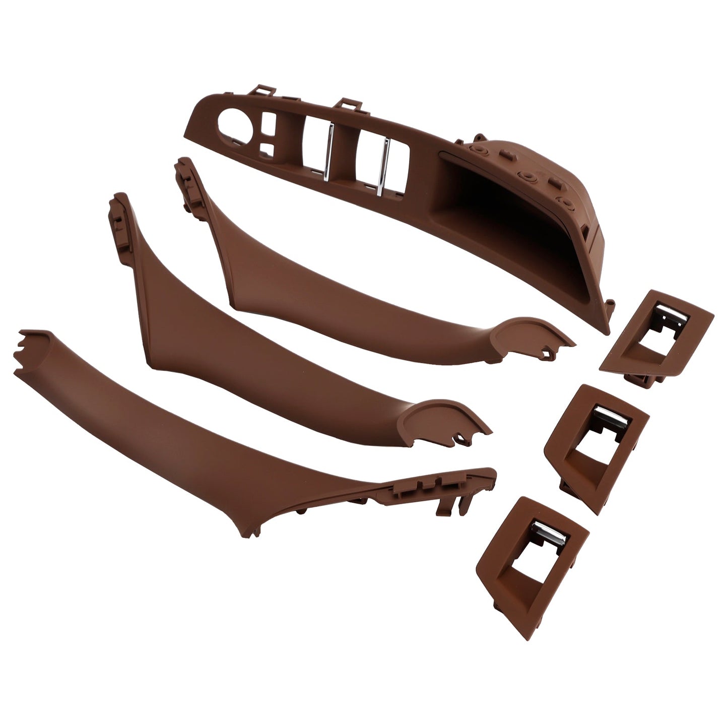 7x Red Brown Inner Door Panel Handle Pull Trim For BMW 5 Series F10 F11 10-16