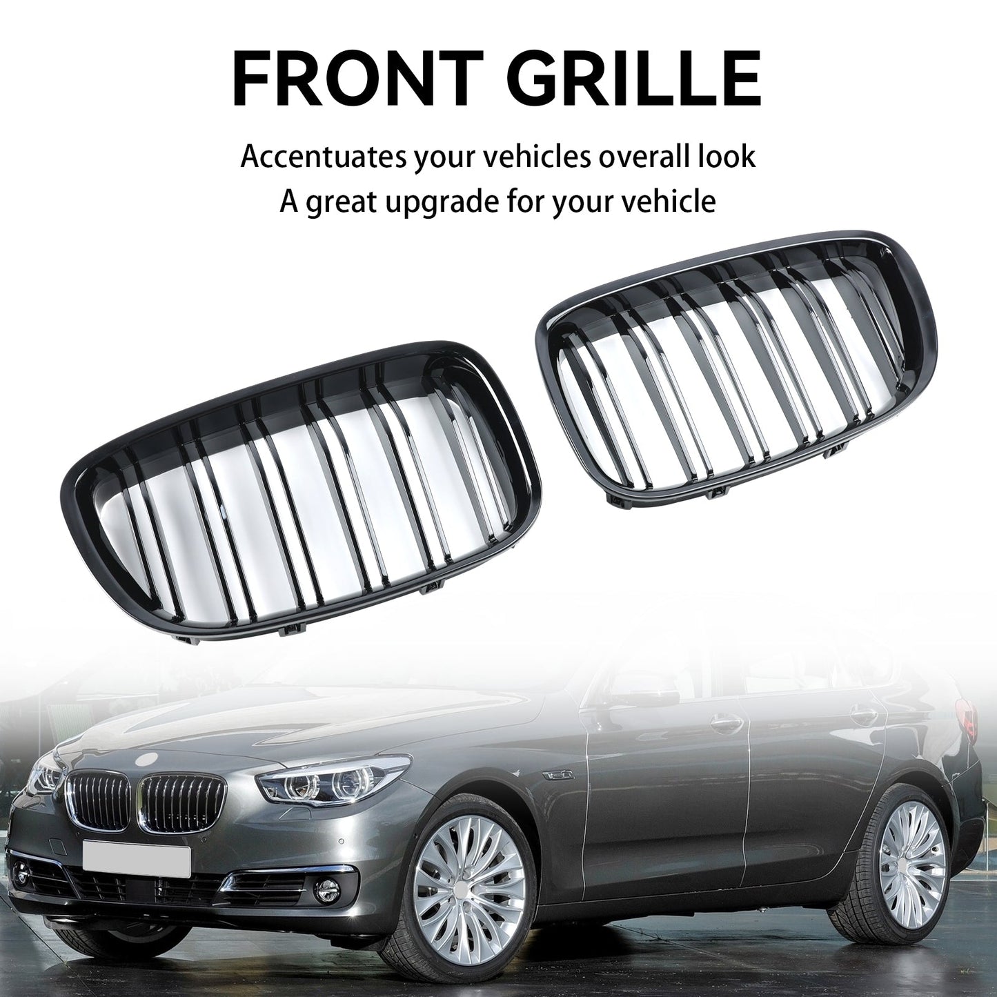 2009-2017 BMW 5 Series GT F07 Gloss Black Front Kidney Grille Grill 51137200169 51137200170