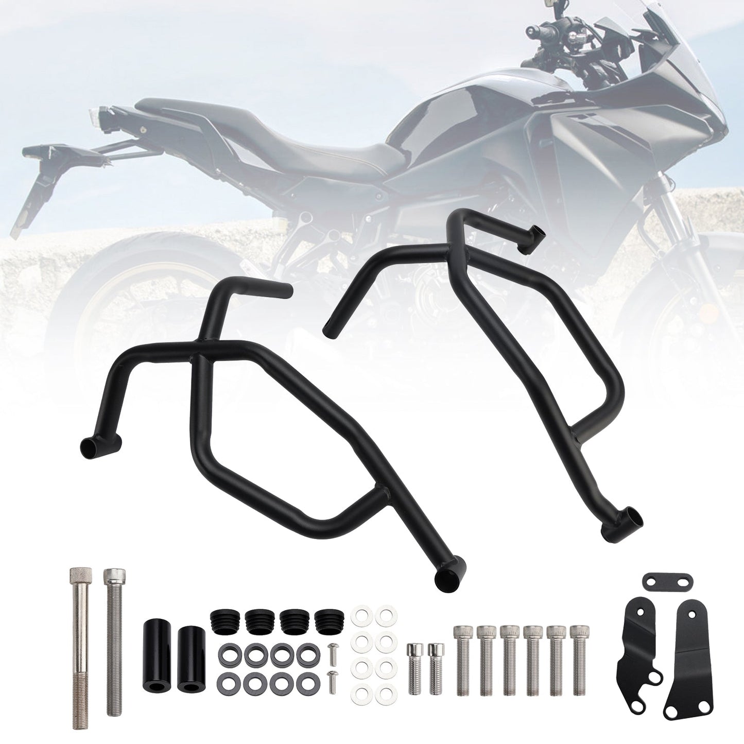 2021-2025 Yamaha Tracer 7 Crash Bar Lower Engine Guard Steel Frame Fit Black