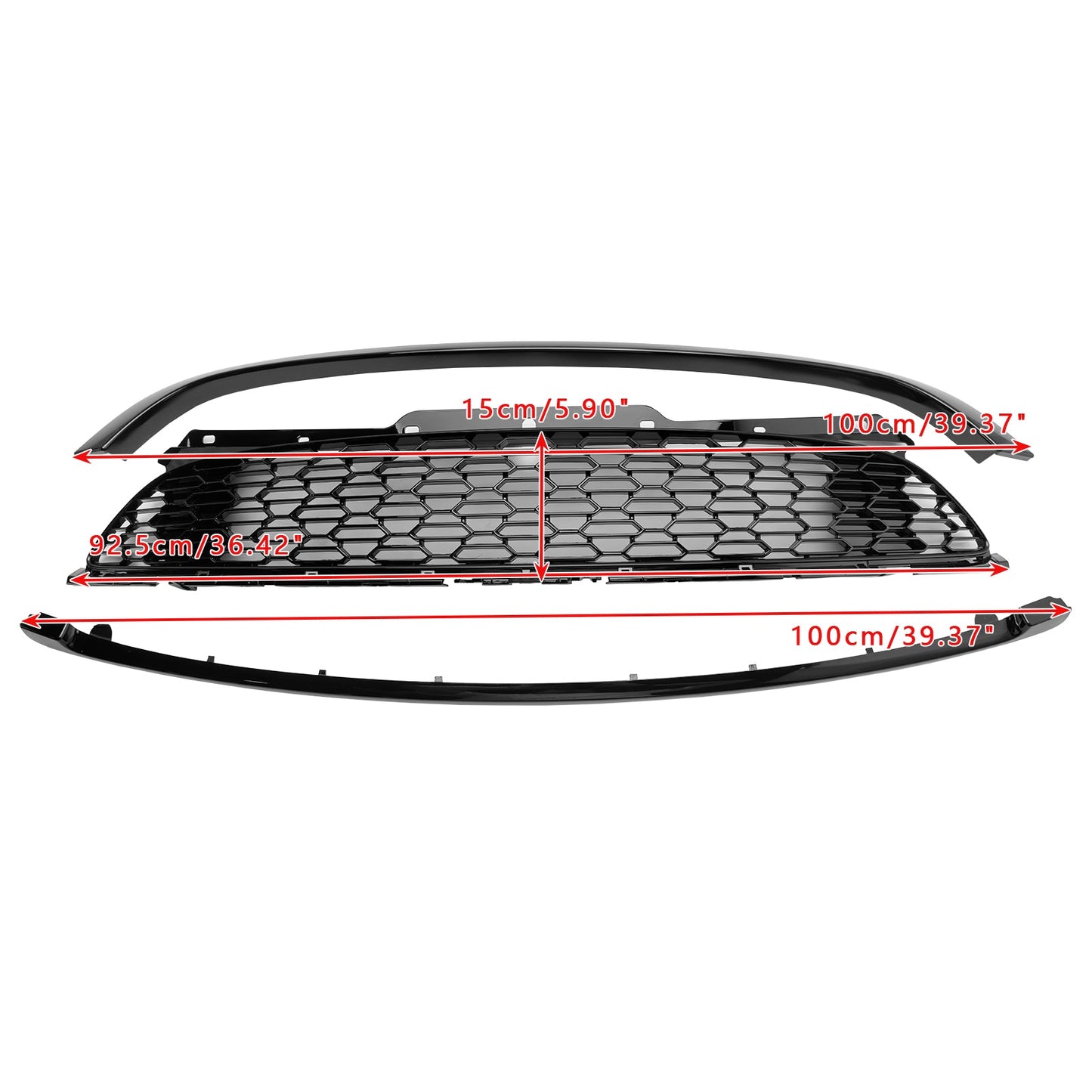 2007-2013 MINI R56 Cooper S & JCW 3-Door Hatchback 3PCS Gloss Black Front Grill Grille