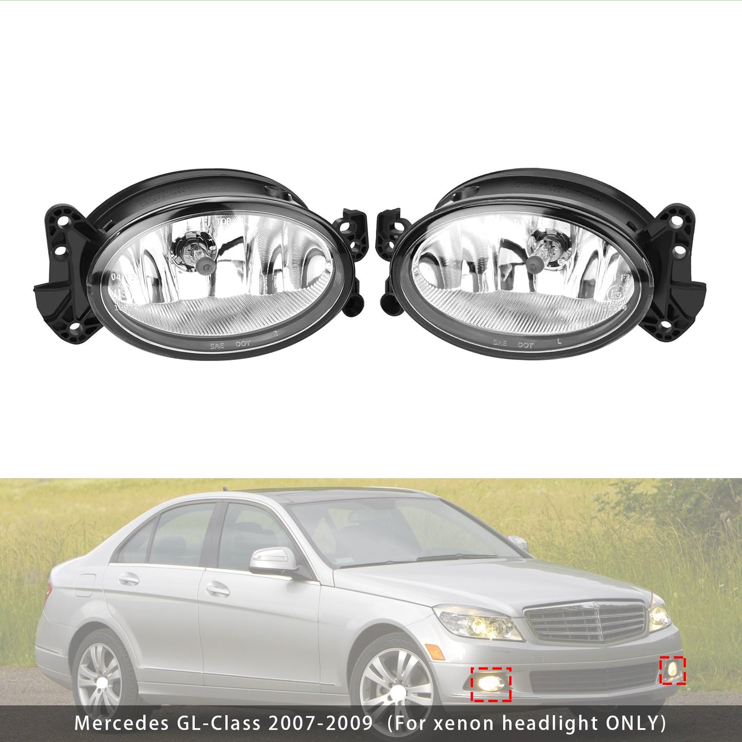 Pair Front Fog Light Lamps With Bulbs For Mercedes Benz W204 W211 W164 C219