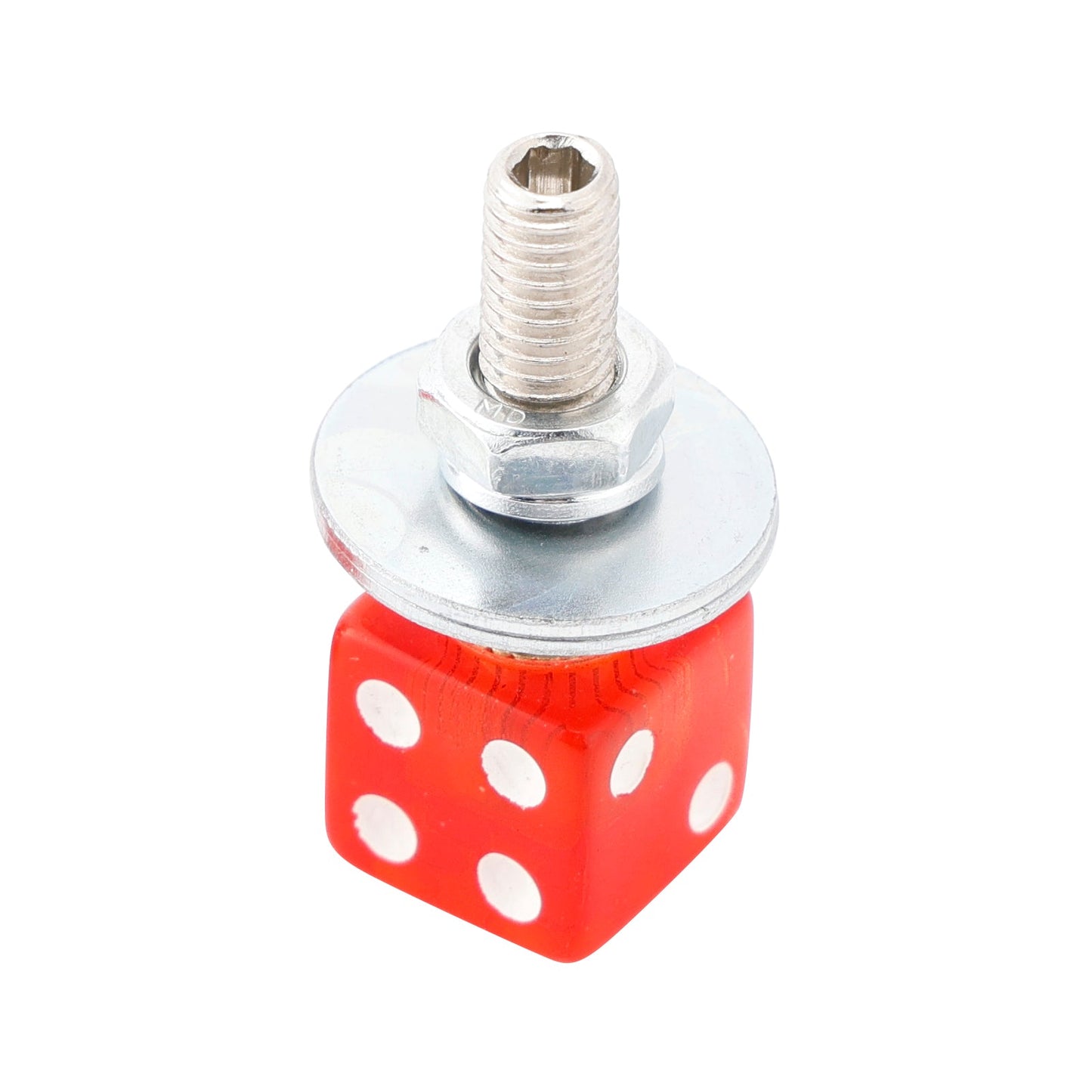 2x Motorcycle Bike Plastic Red Dice License Plate Bolt On Screw On Frame Nut