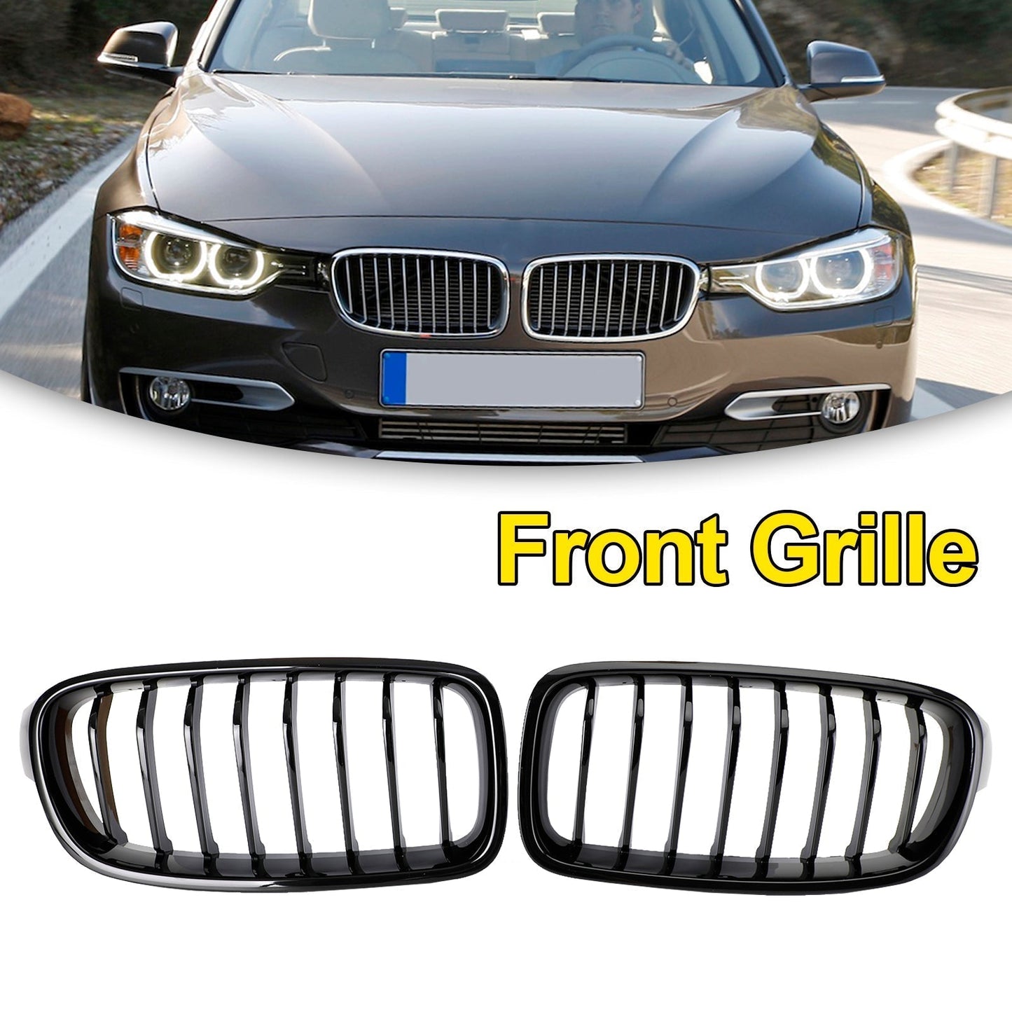 2012-2019 BMW 3-Series F35 Gloss Black Front Kidney Grill Grille
