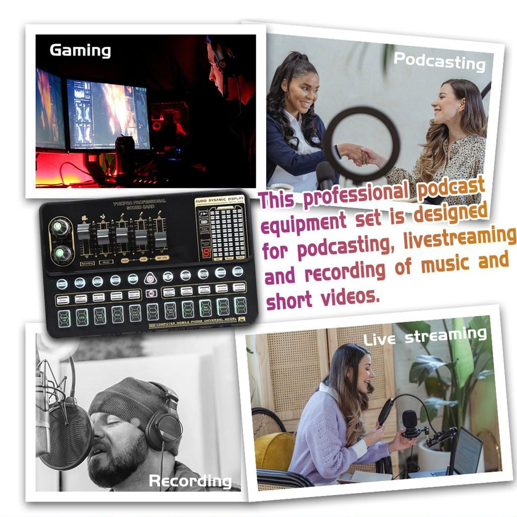 V10 Sound Card Live Sound Card Mobile Phone Karaoke Computer Live Broadcast Tik Tok Equipment