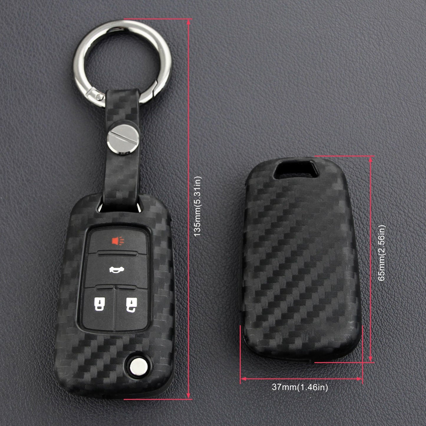Leather Silicone Car Key Case Cover With Buckle For Chevrolet