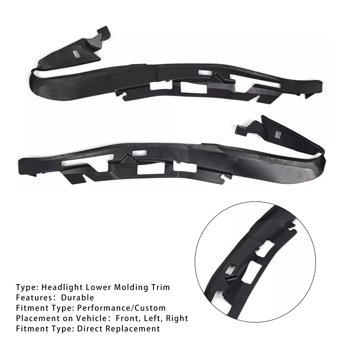 2PCS Front Bumper Headlight Lower Molding Trim For BMW 5 Series F10 F18 10-14