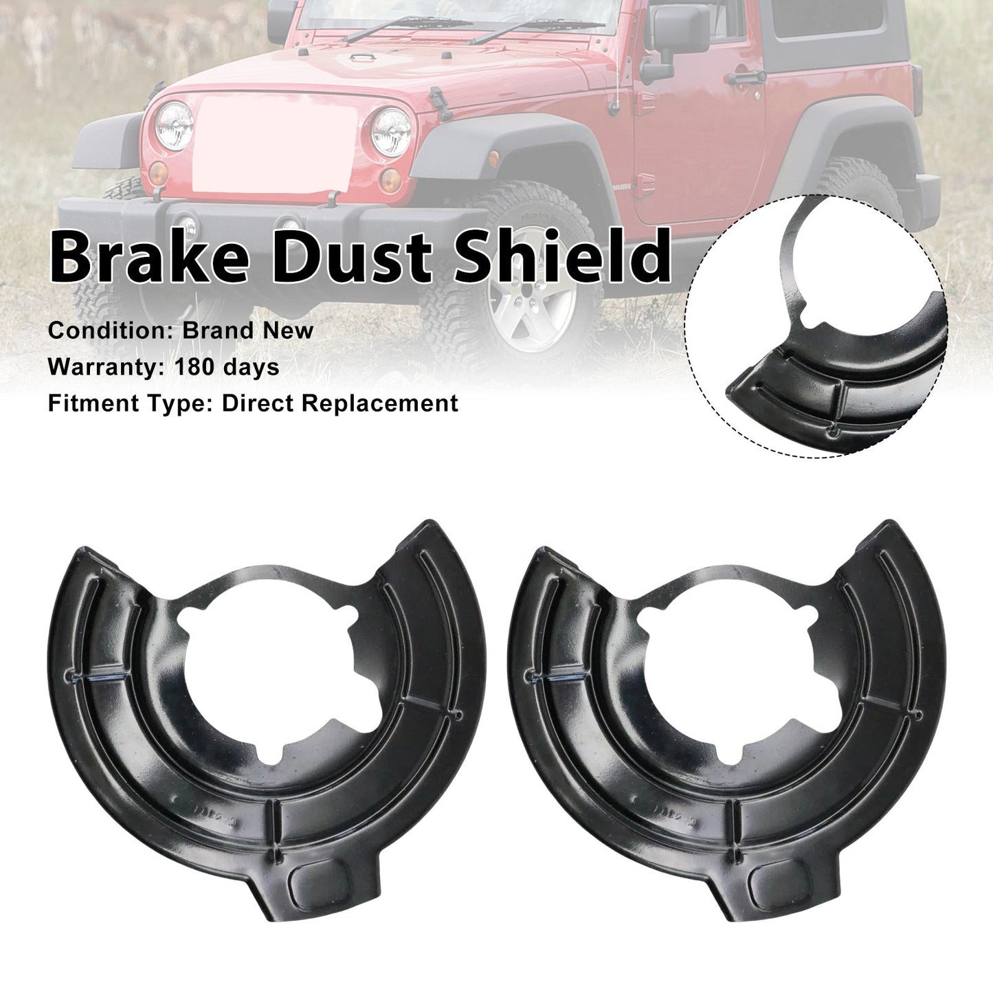 Left & Right Brake Dust Shield 68043286AB Fit Jeep Wrangler JK 2007-2018 Black