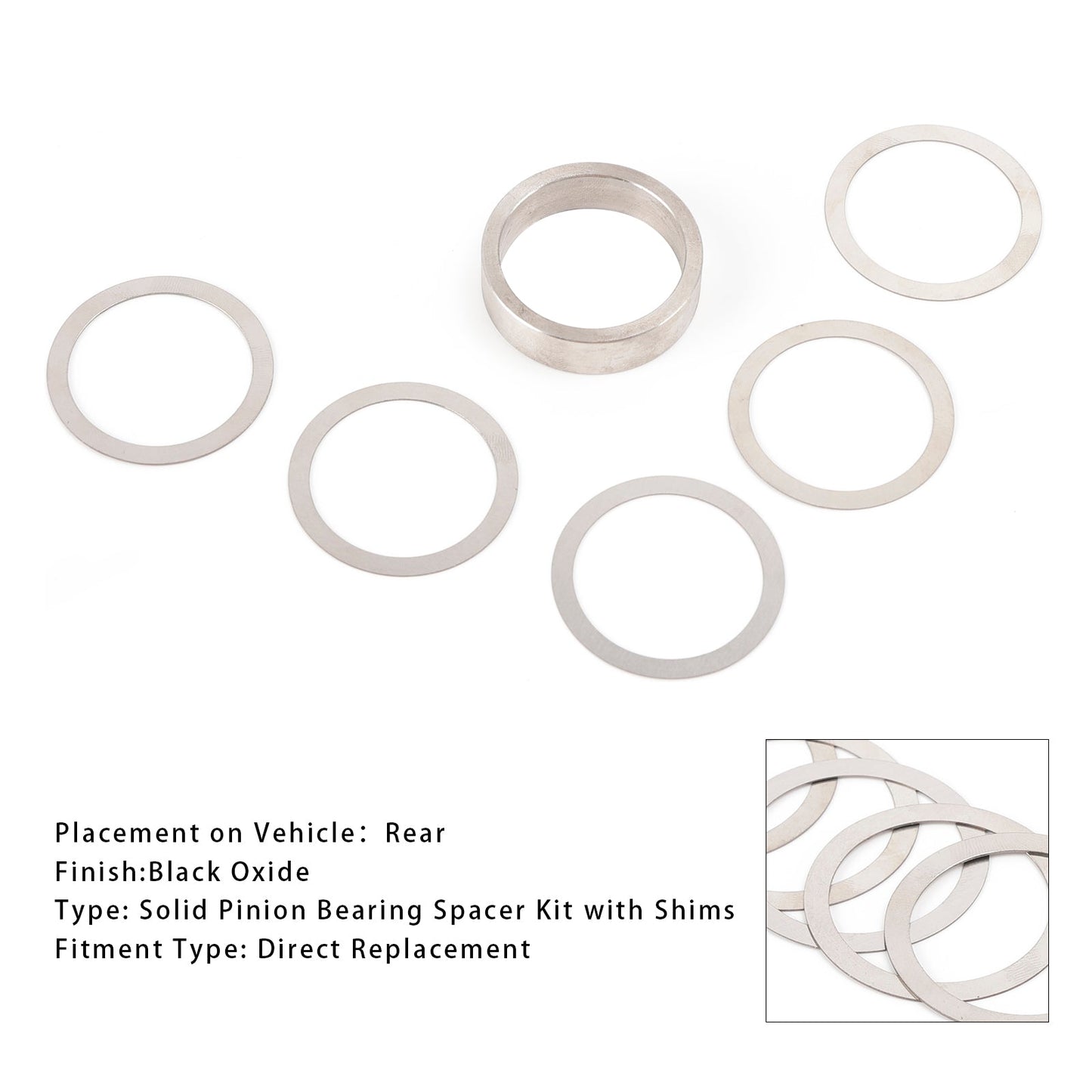 9 Inch Solid Pinion Bearing Spacer Kit with Shims 9190920 For Ford