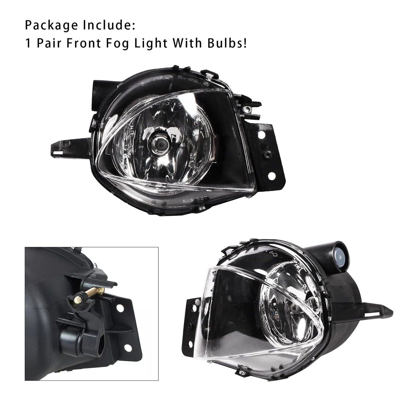 Pair Front Fog Light Lamps With Bulbs For BMW E90 3-Serise 2006-2008