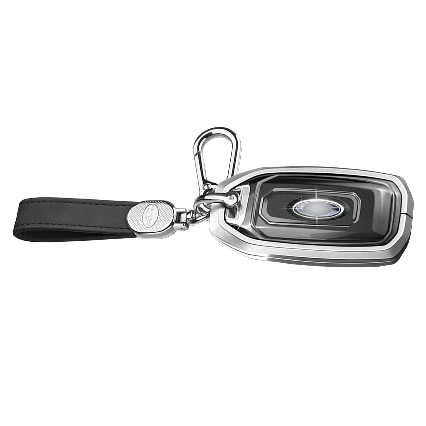 Aluminum Alloy TPU Silvery Car Key Case Cover With Buckle For Ford