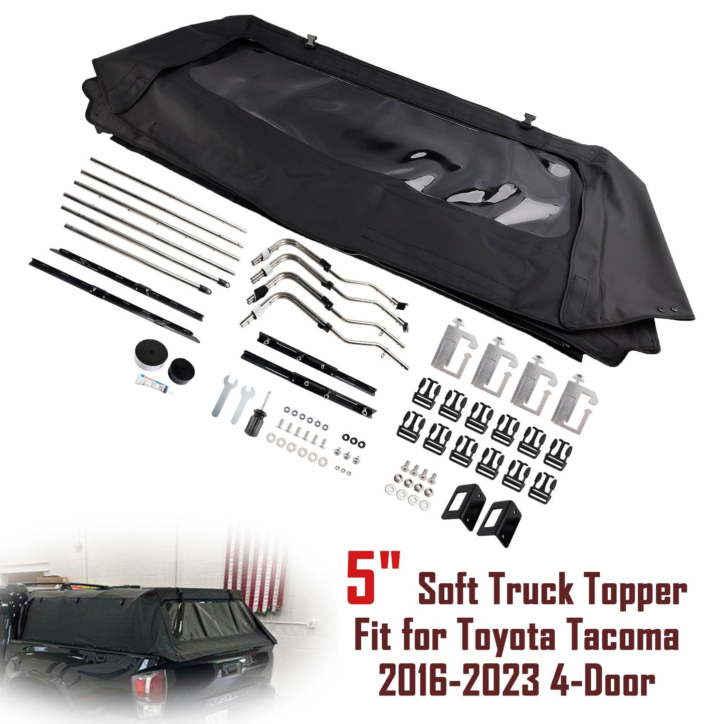 2016-2023 Toyota Tacoma 4-Door 5" Soft Truck Topper