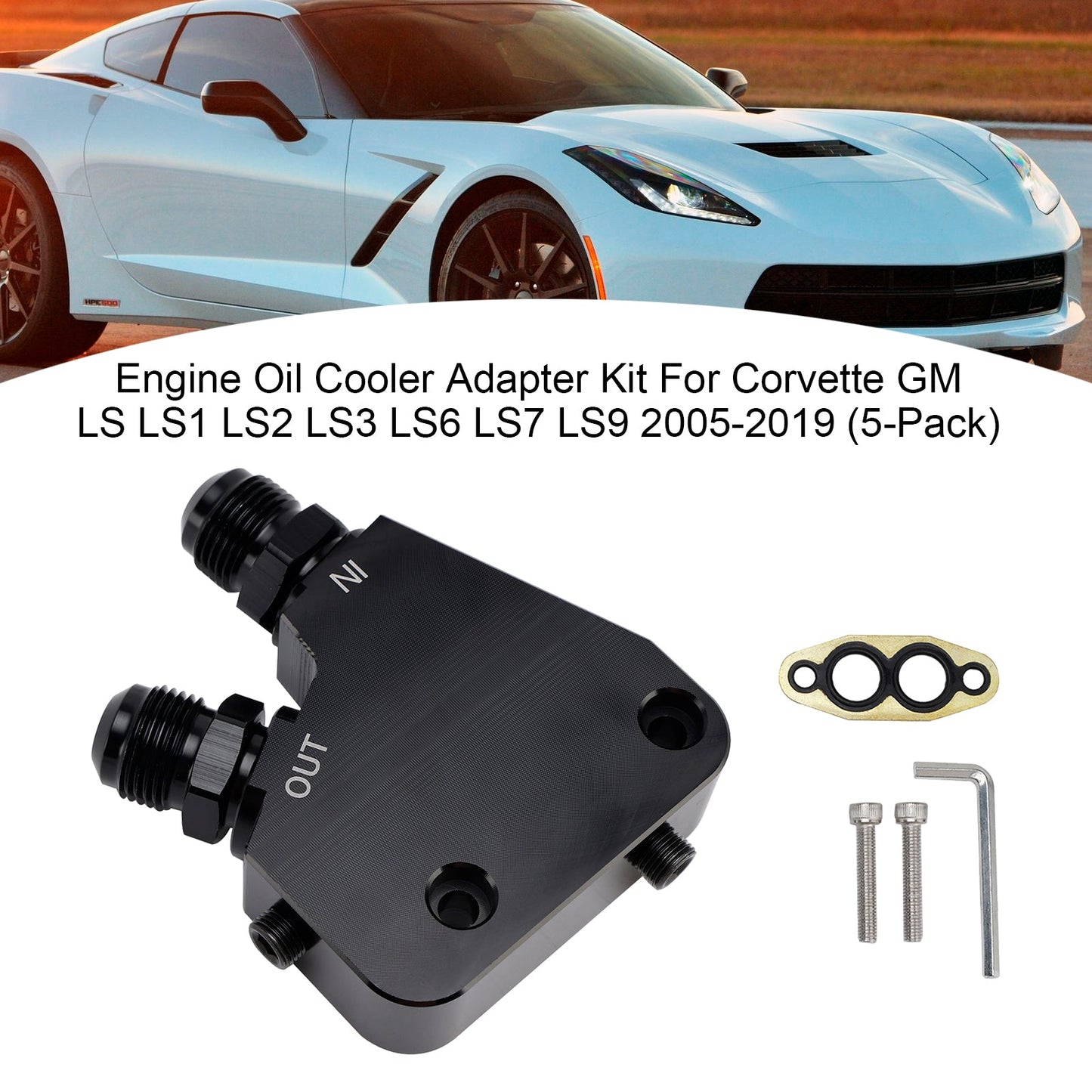 2005-2019 Corvette GM LS LS1 LS2 LS3 LS6 (5-Pack) Engine Oil Cooler Adapter Kit
