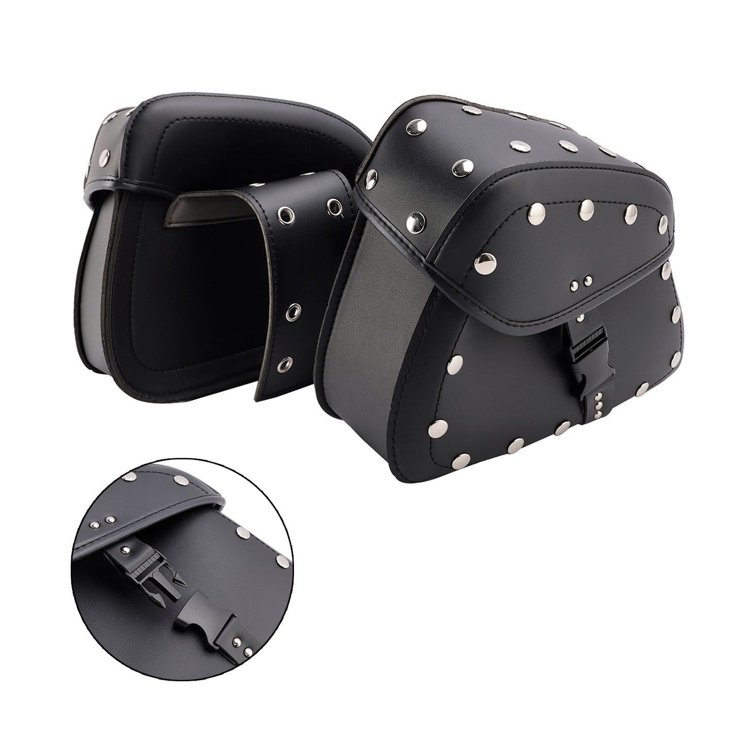 Universal Saddlebag Side Storage Tail Bag Pu Luggage Black 22L For Motorcycle