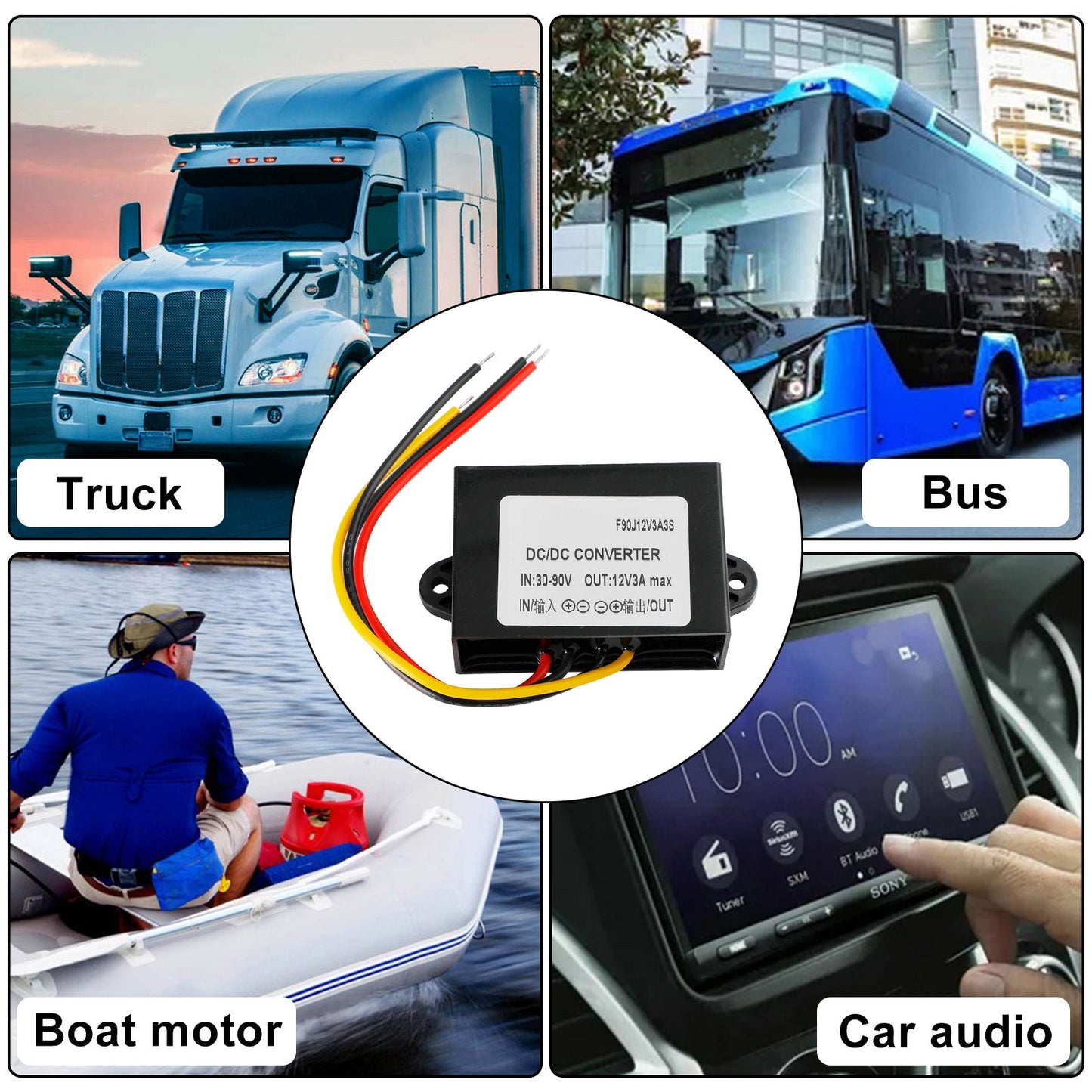Waterproof Buck Step Down Converter DC30-90V-12V 3A 36W Car Power Module