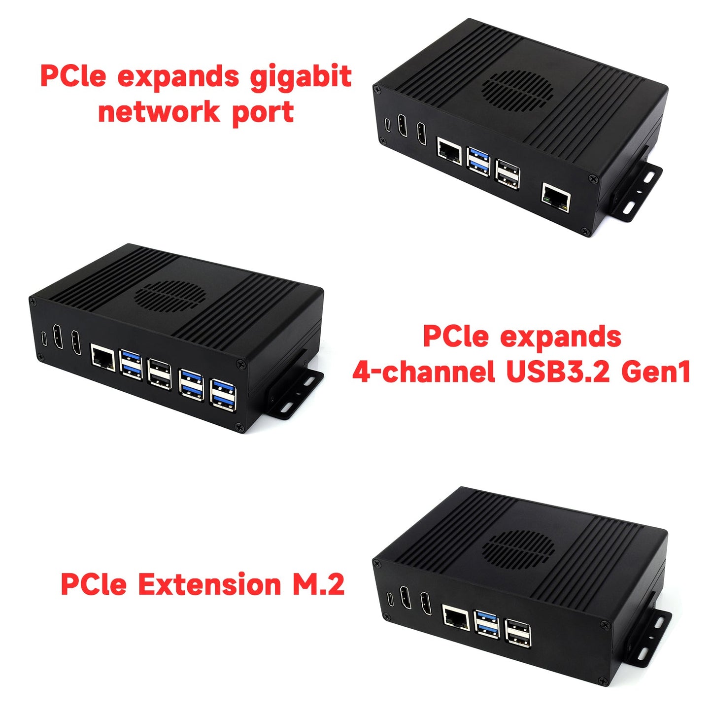 Raspberry Pi 5 Extension All-in-One PCIE Extension Plate Double HDMI 4K Output