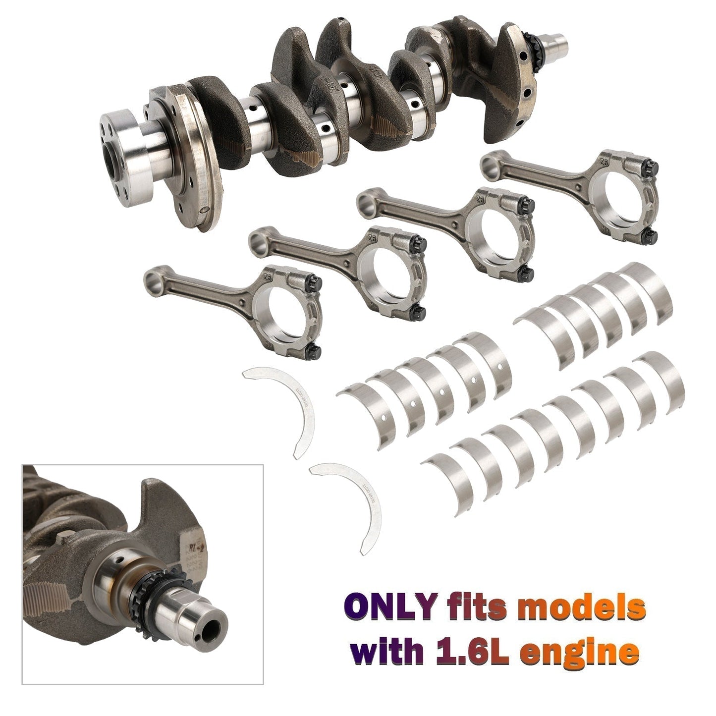 2016 Hyundai Veloster SE Hatchback 3-Door 1.6L Engine Crankshaft Con Rods & Bearing Set 231102B610
