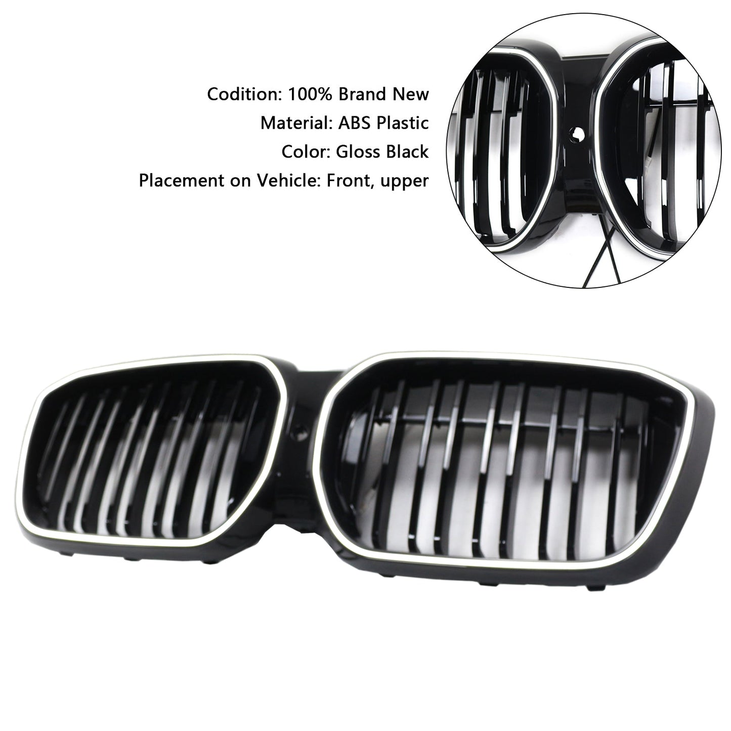 2022-2024 BMW IX3 G08 LCI Double Slat Black Front Kidney Grill Grille