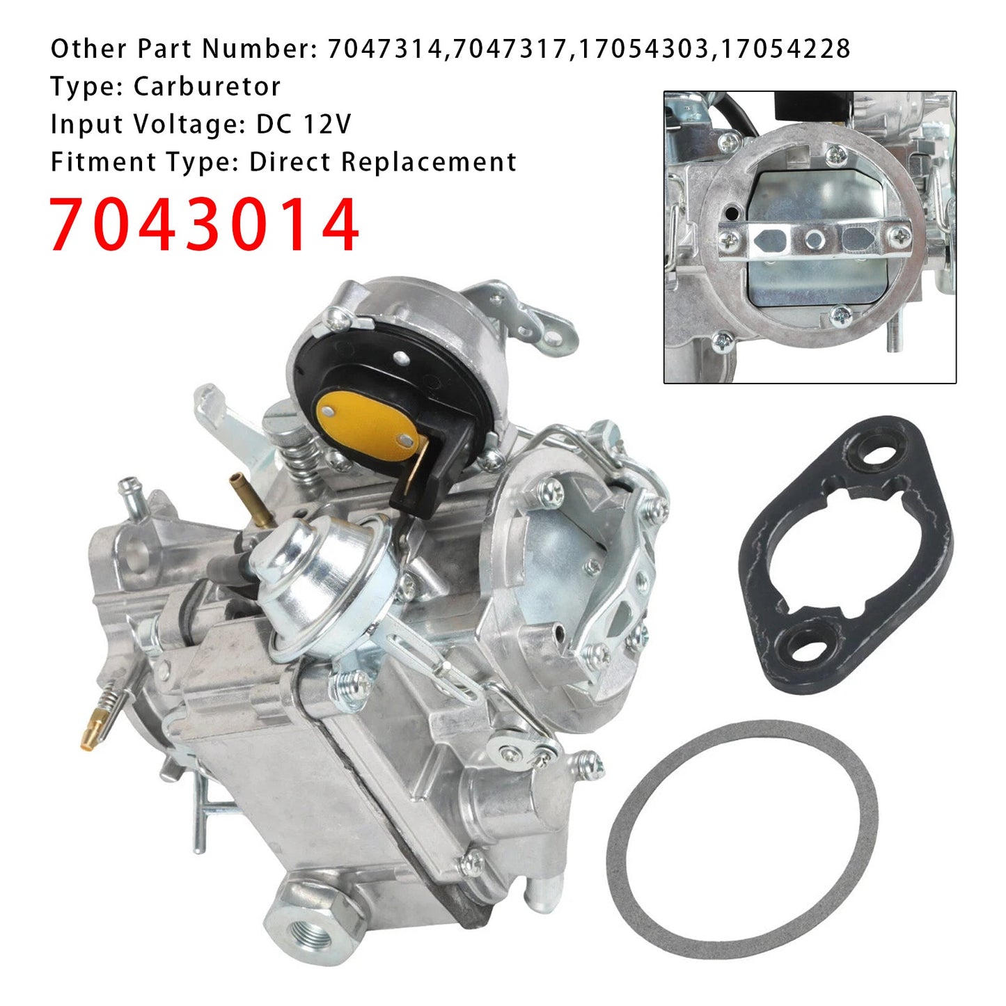 Carburetor w/ Gaskets 7043014 For Chevy & GMC L6 eingines- 4.1L 250 & 4.8L 292