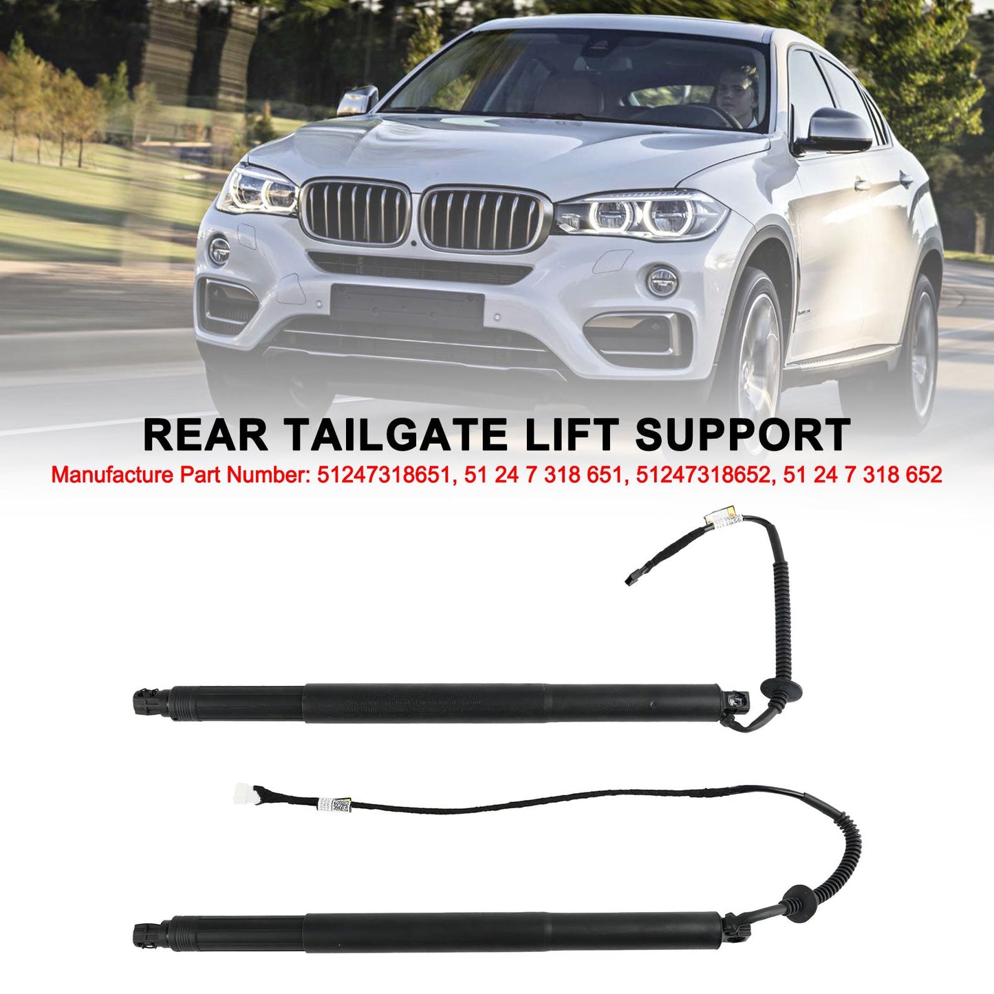 2014-2019 BMW X6 F16 F86 SUV M 4395ccm 575HP 423KW (Petrol) 2PCS Tailgate Power Lift Support 51247318651