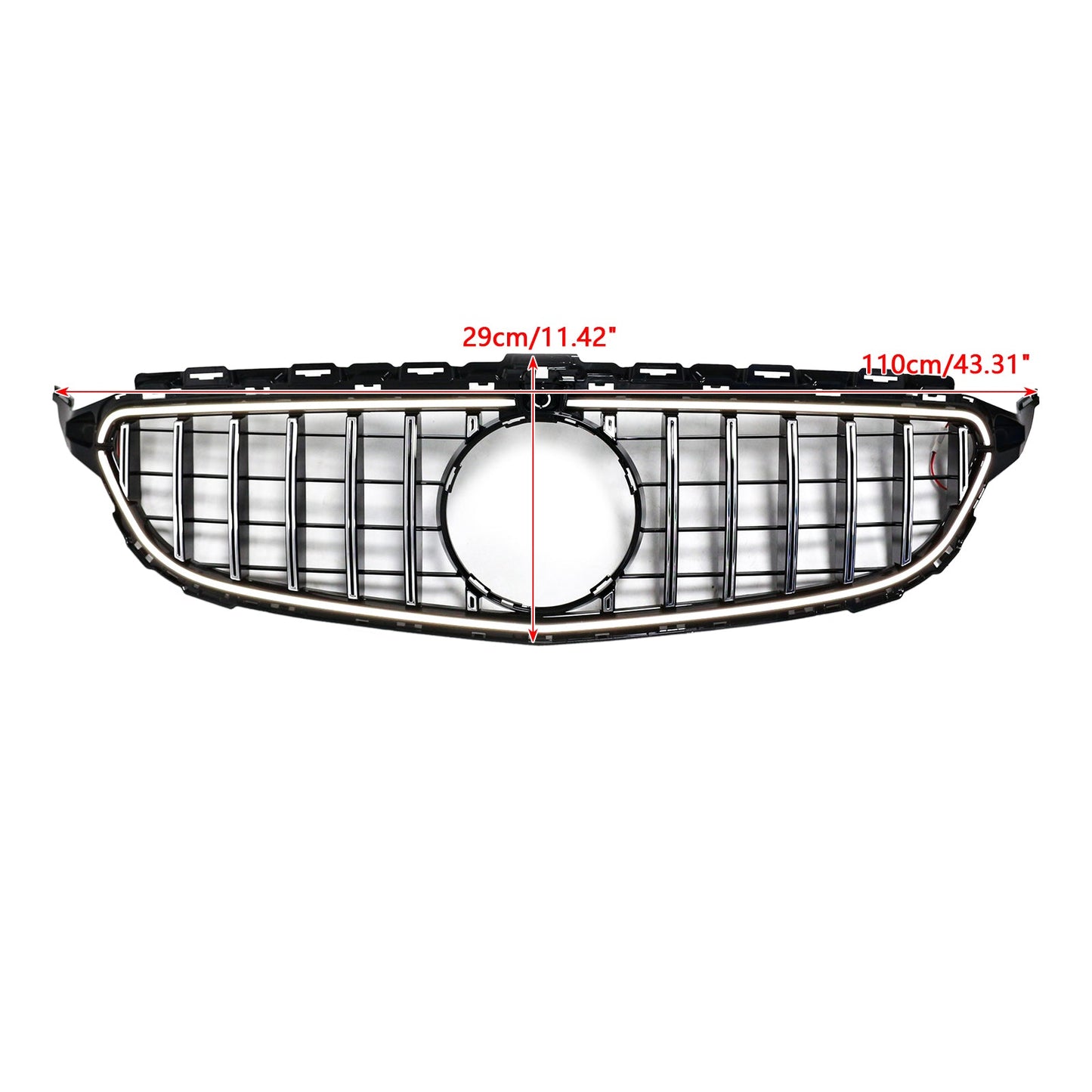 2015-2021 Mercedes W205 C250 C300 W/LED Chrome Front Bumper Grill Grille