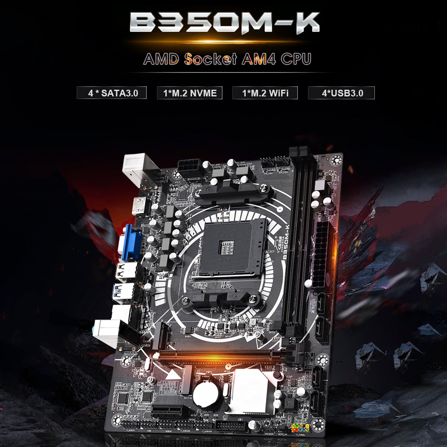 B350M-K Computer Motherboard Desktop DDR4 AM4 CPU WIFI NVME Gigabit Network Card